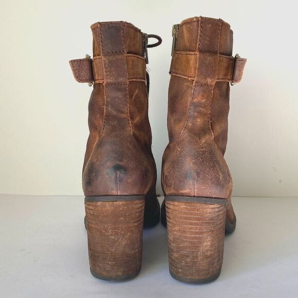 Born Cass Brown Suede Block Heel Boots Sz 8.5 Boho Moto Combat Urban Festival - Picture 4 of 15